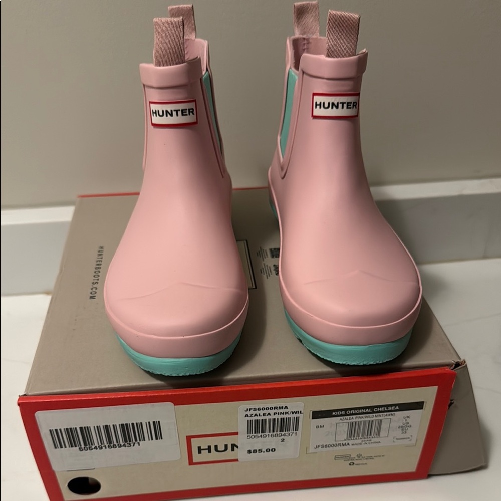 Hunter Pink and Blue Rain & Snow Boots